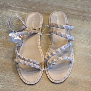Olivia Miller Women's Studded Sandals - Tan Size 9
